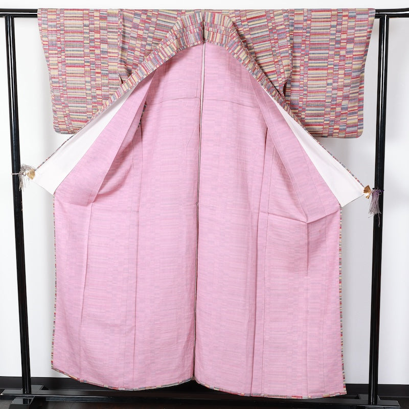 Japanese kimono used <Komon> Msize silk 100% /T395
