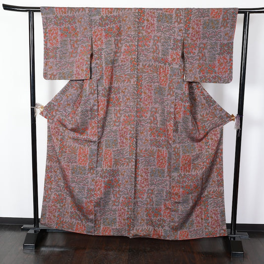 Japanese kimono used <Komon> Msize silk 100% /T414
