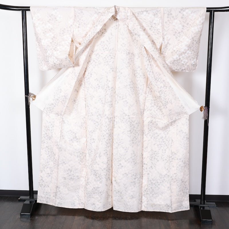 Japanese kimono used <Tsumugi> Lsize silk 100% /T413