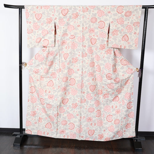 Japanese kimono used <Tsumugi> Msize silk 100% /T411