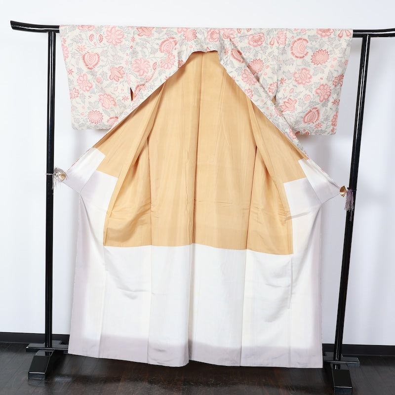 Japanese kimono used <Tsumugi> Msize silk 100% /T411
