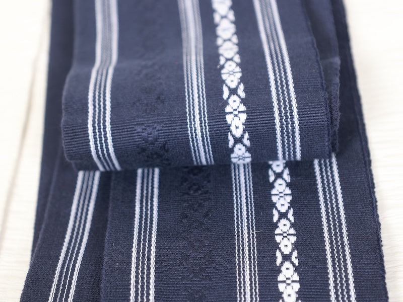 Japanese used Men's sash belt (Kaku-obi) cotton /B861