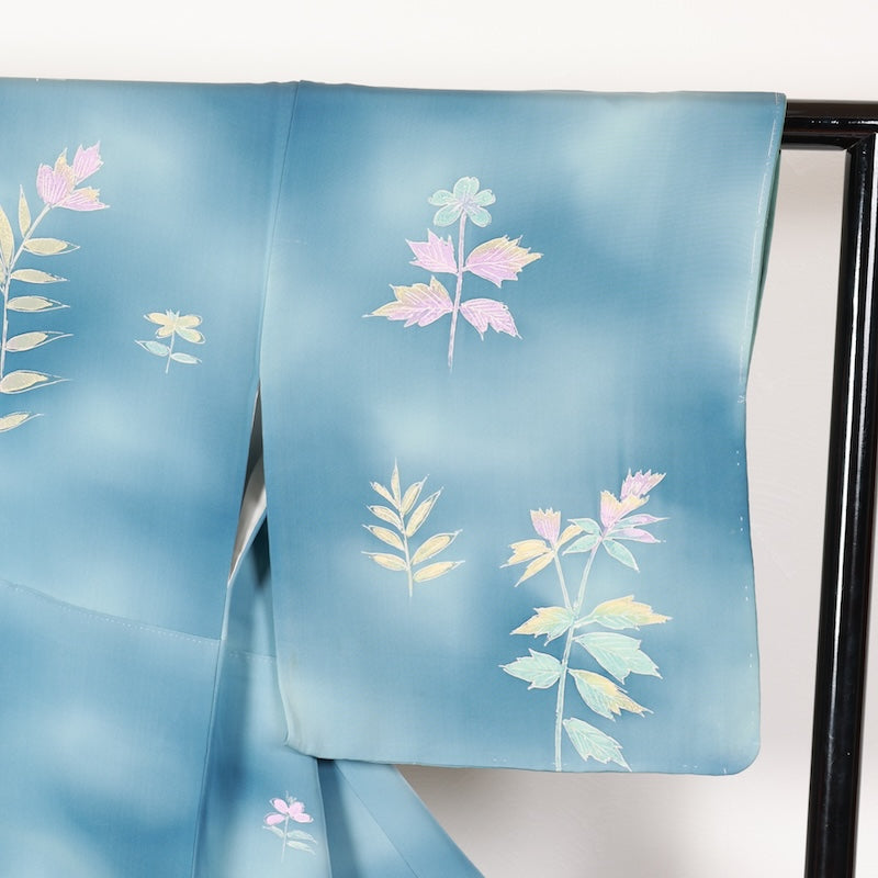Japanese kimono used <houmongi> Lsize silk 100% /T410