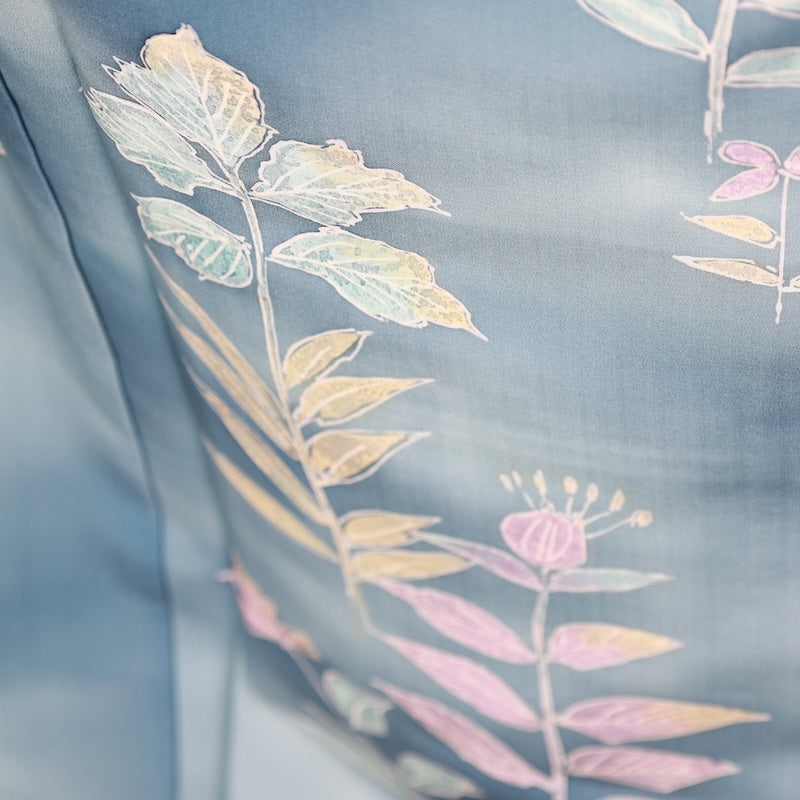 Japanese kimono used <houmongi> Lsize silk 100% /T410