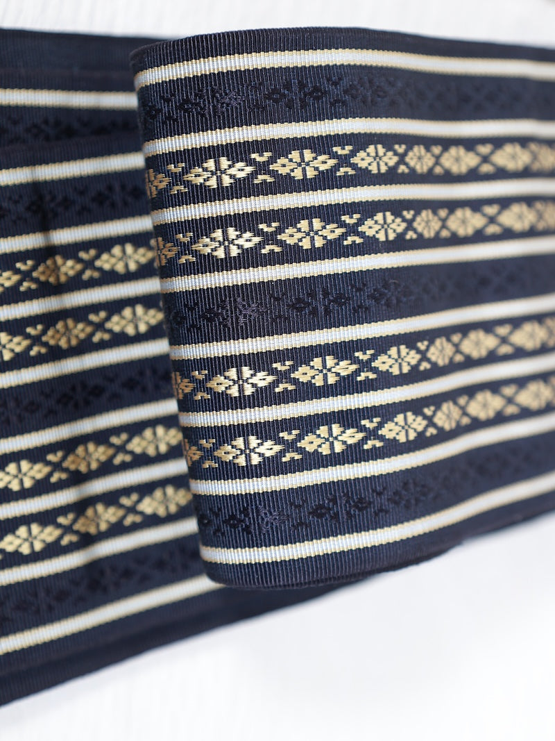 Japanese used Men's sash belt (Kaku-obi) silk /B866