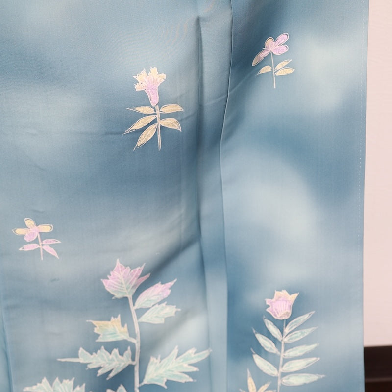 Japanese kimono used <houmongi> Lsize silk 100% /T410