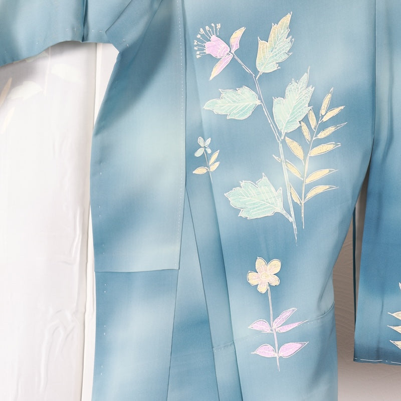 Japanese kimono used <houmongi> Lsize silk 100% /T410