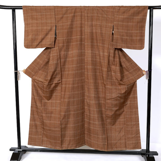 Japanease kimono used(tsumugi)size-M silk 100%/K214