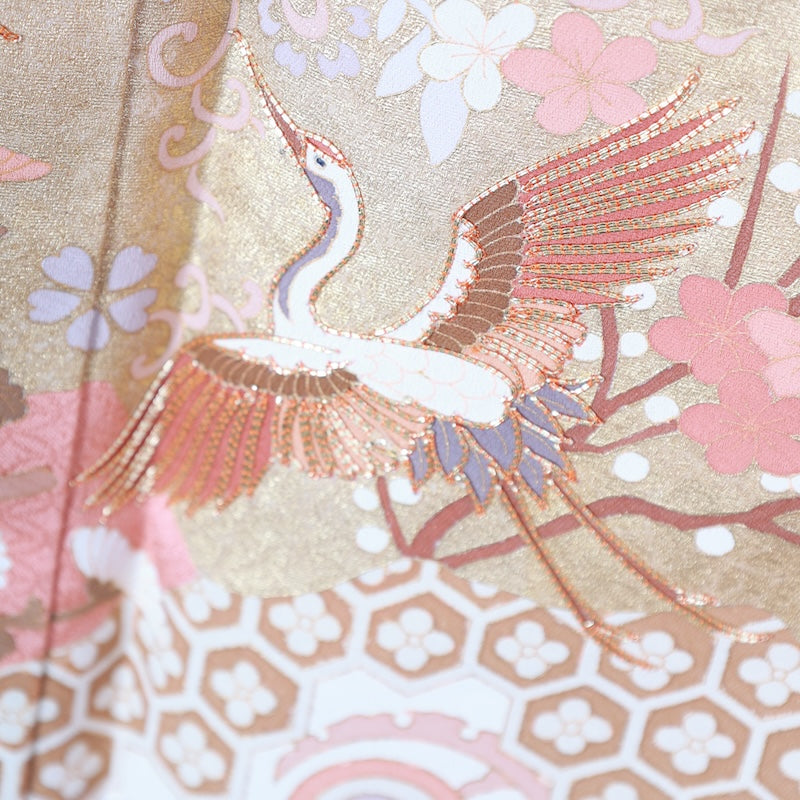 Japanese kimono used <Irotomesode> Msize silk 100% /T398