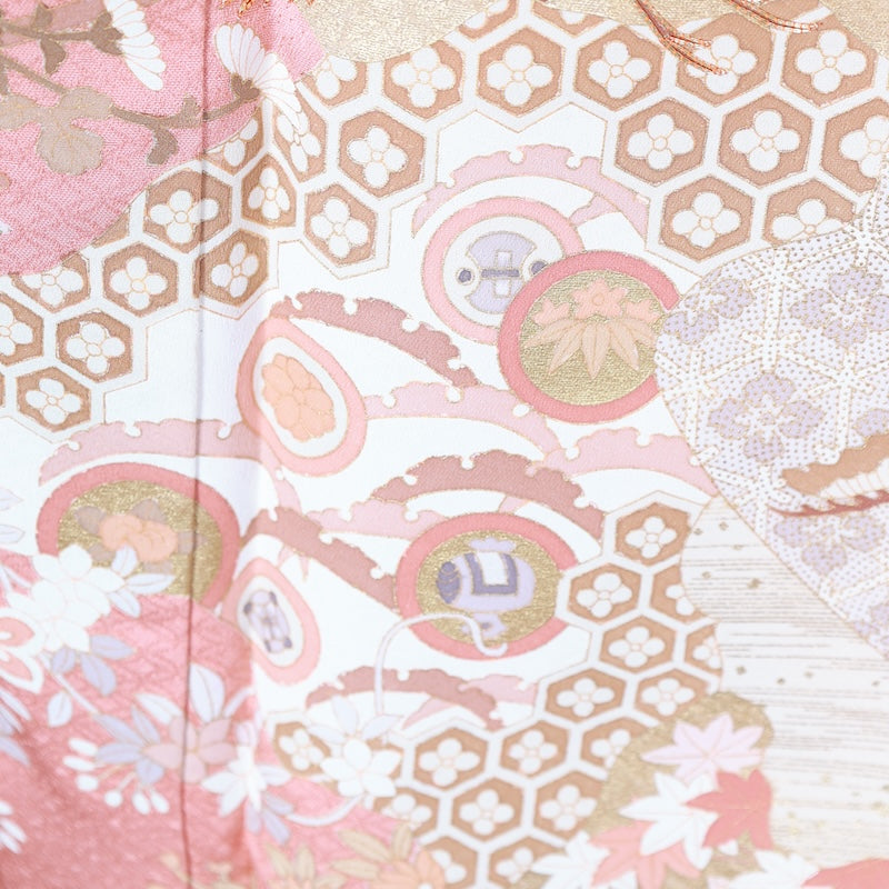 Japanese kimono used <Irotomesode> Msize silk 100% /T398