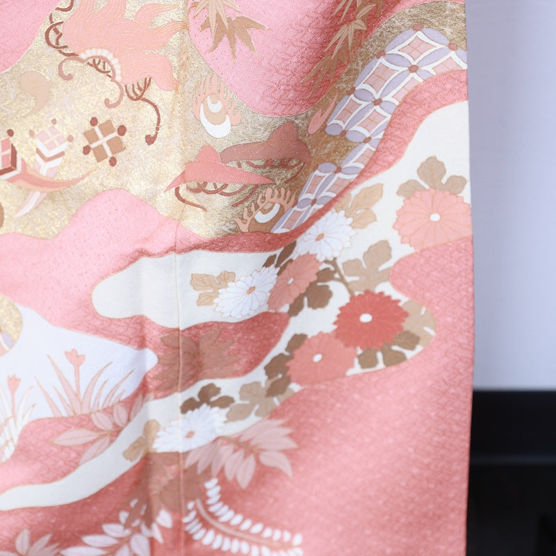 Japanese kimono used <Irotomesode> Msize silk 100% /T398