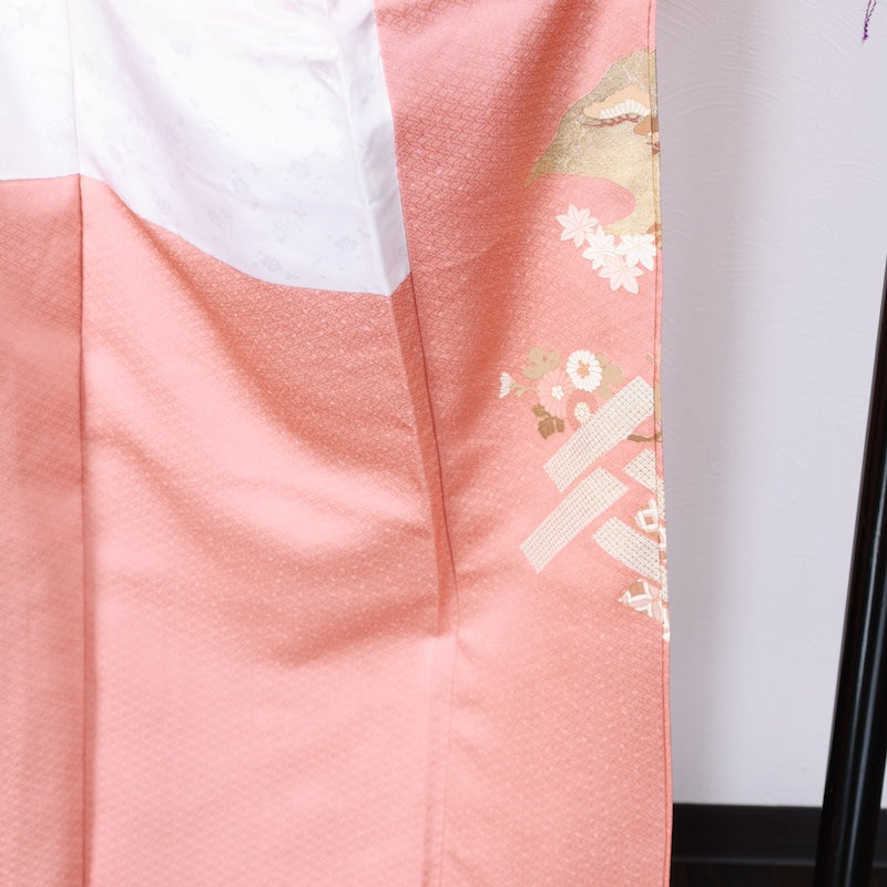 Japanese kimono used <Irotomesode> Msize silk 100% /T398