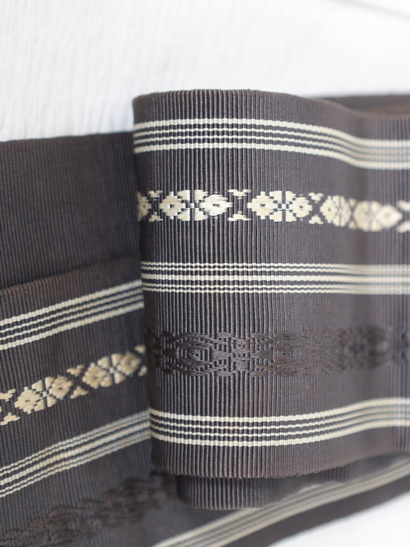 Japanese used Men's sash belt (Kaku-obi) silk /B863