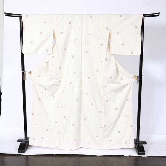 Japanease kimono used(tsumugi)size-L silk 100%/K211