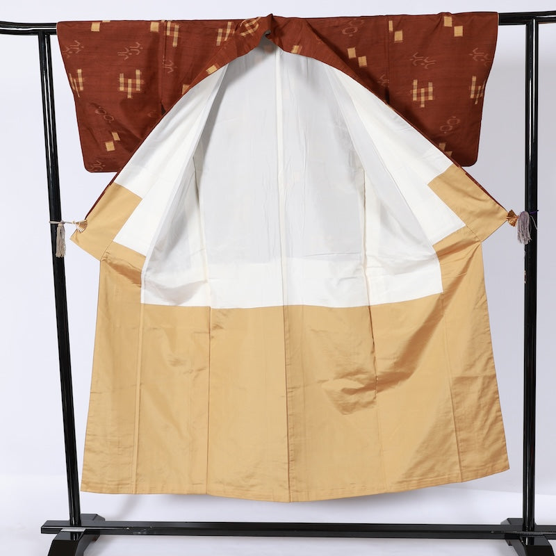 Japanease kimono used(tsumugi)size-Ssilk 100%/K206