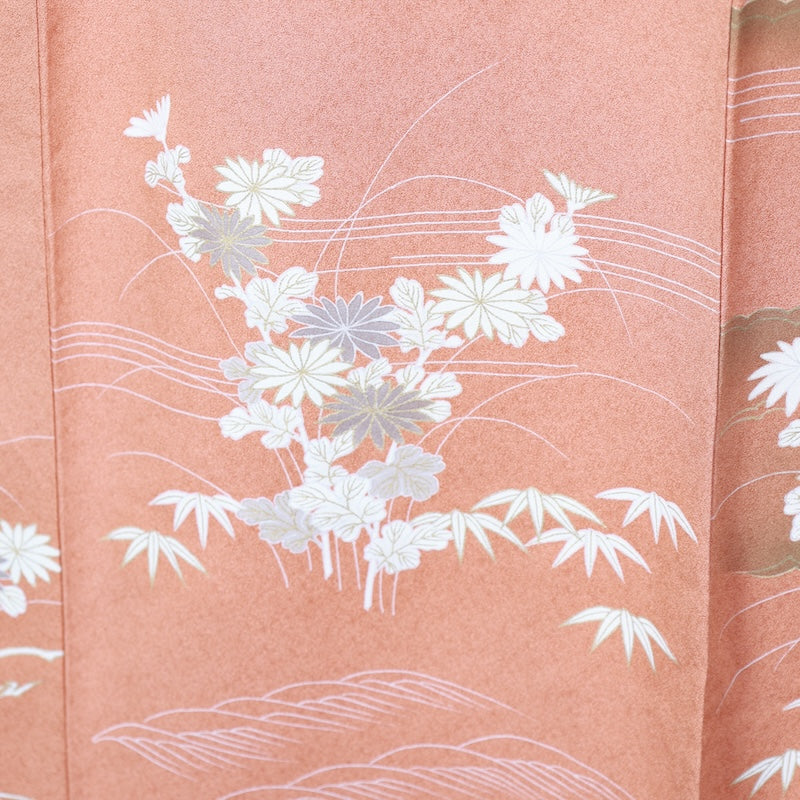 Japanese kimono used <houmongi> Lsize silk 100% /T408