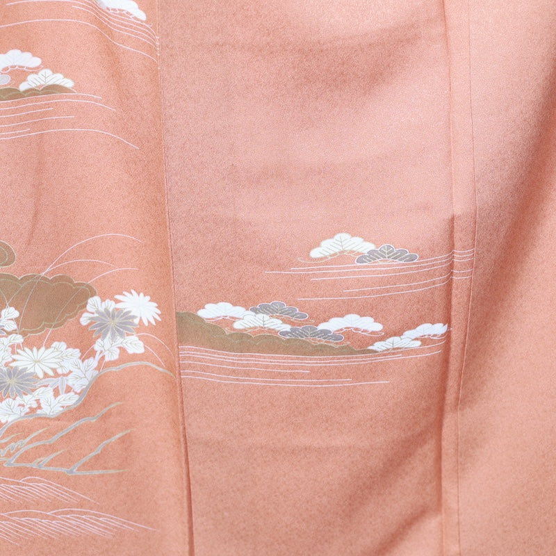 Japanese kimono used <houmongi> Lsize silk 100% /T408
