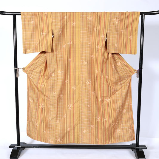 Japanease kimono used(tsumugi)size-M silk 100%/K204