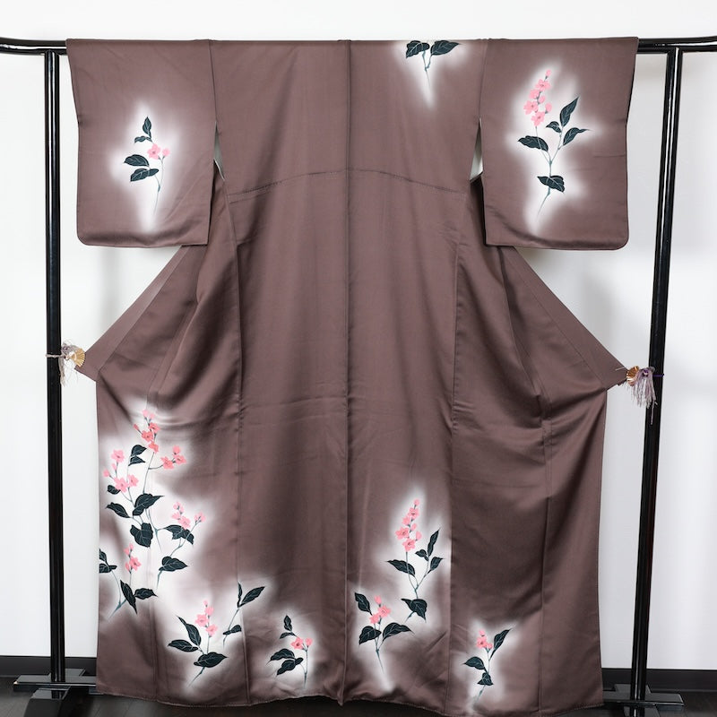 Japanese kimono used <houmongi> Lsize silk 100% /T407