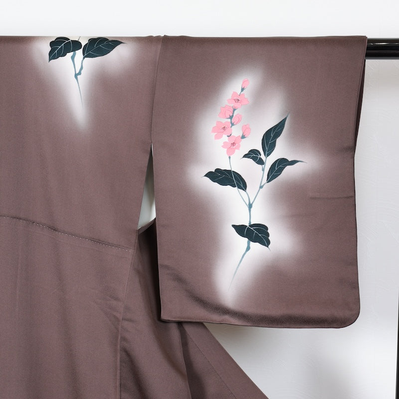 Japanese kimono used <houmongi> Lsize silk 100% /T407