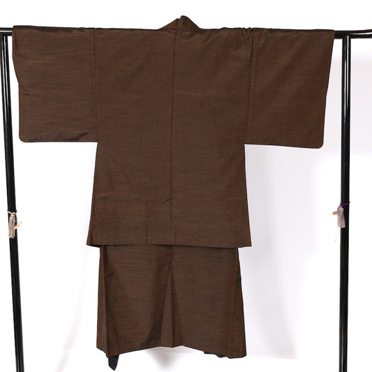 Japanese Men’s Used kimono Men’s kimono jacket 2piece set L-size 100% silk /K217