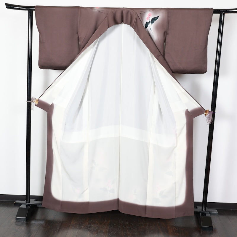 Japanese kimono used <houmongi> Lsize silk 100% /T407
