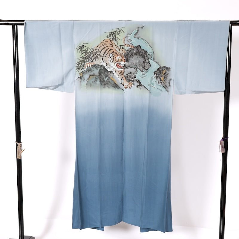 Japanese Men’s Wear under the kimono undershirt used(Nagazyuban)100% silk Size-L /K222