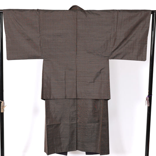 Japanese Men’s used kimono Men’s kimono jacket 2piece set M-size 100% silk /K226