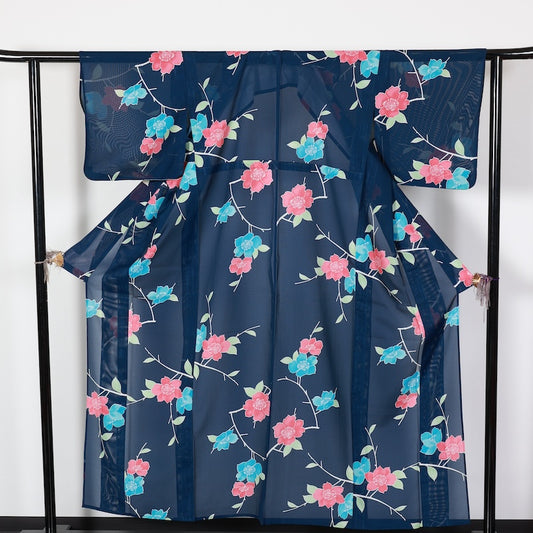 Japanese kimono used <Komon> Msize polyester /T433