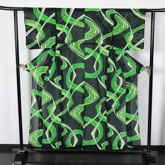 Japanese kimono used summer <Komon> Msize polyester /T432