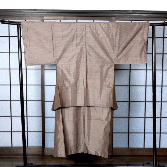 Japanese Men’s used kimono Men’s kimono jacket 2piece set L-size 100% silk /K252