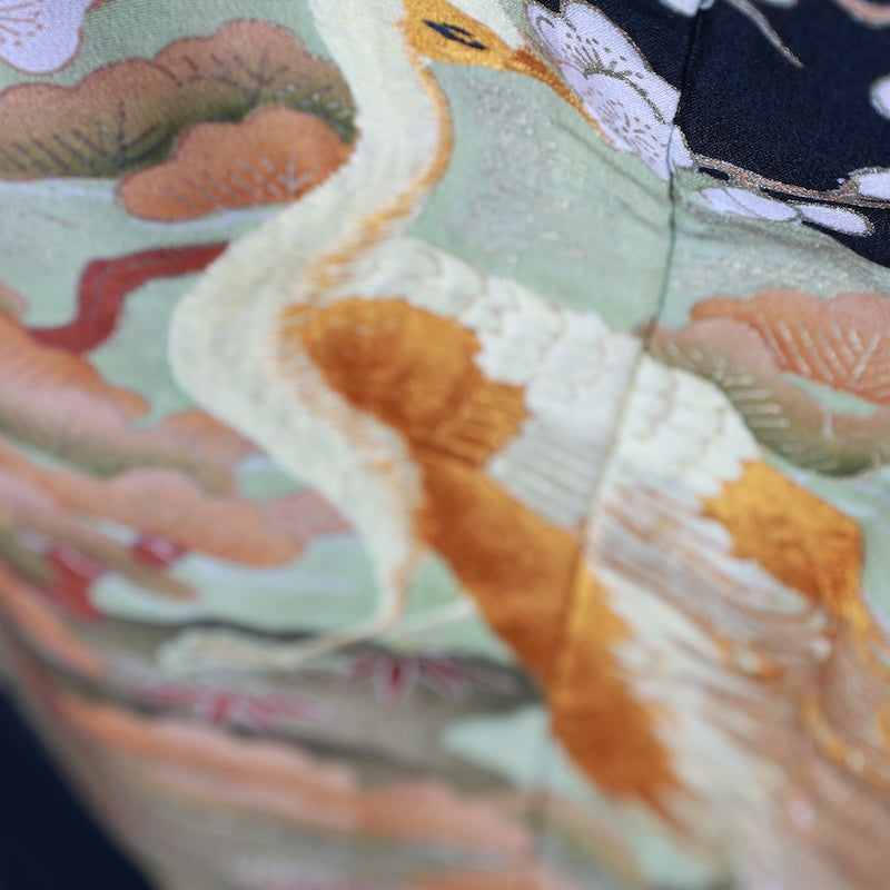 Japanese kimono used <Tomesode> Msize polyester /T440