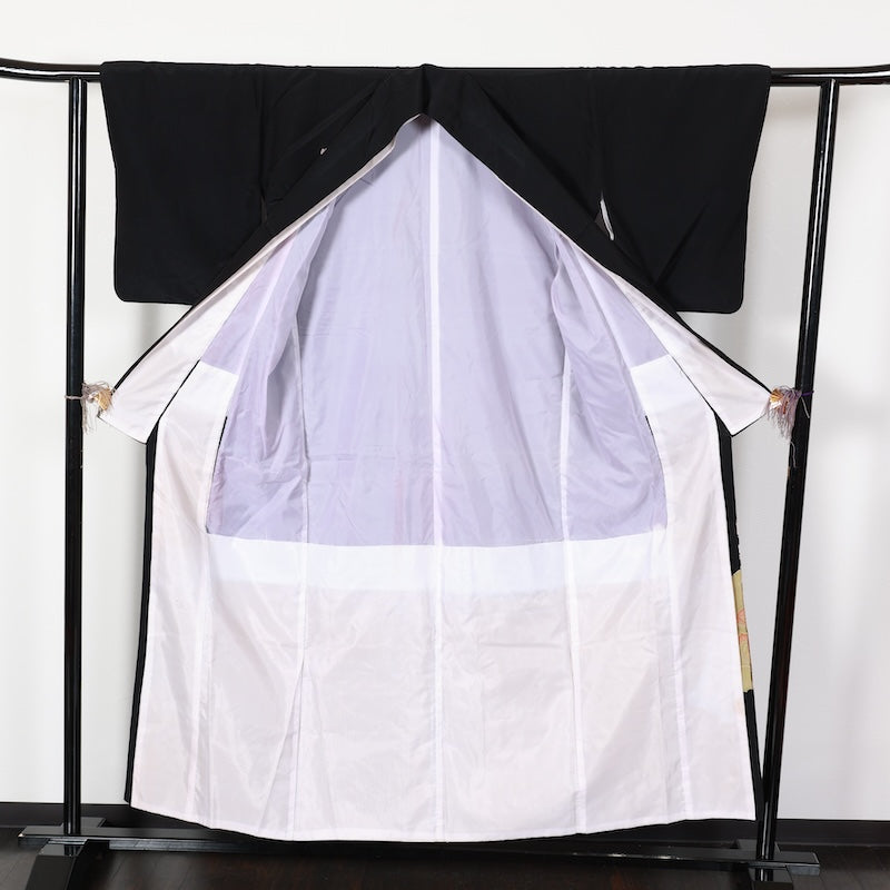 Japanese kimono used <Tomesode> Msize polyester /T440