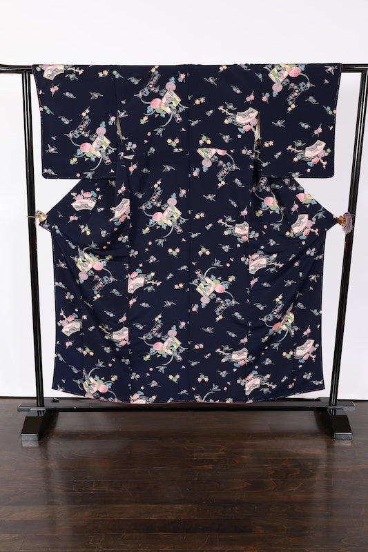 Japanese kimono used <komon> M-size silk 100% /TT38
