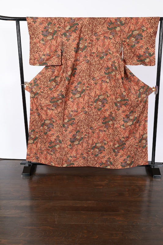 Japanese kimono Unused New <Komon> L-size silk 100% /TT37