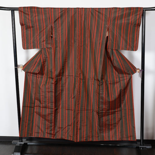 New Unused Japanese kimono <Tsumugi>,Coat 2-piece set Msize silk 100% /T434