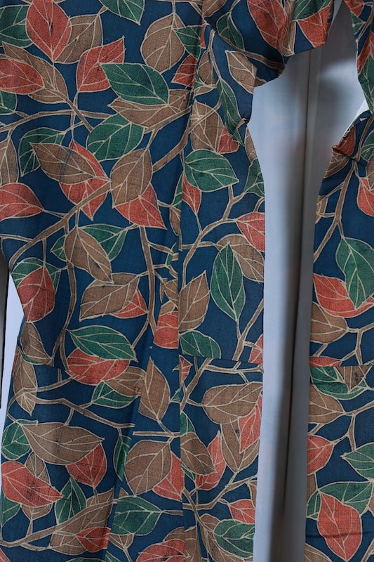 Japanese kimono used <Tsumugi> S-size silk 100% /TT35