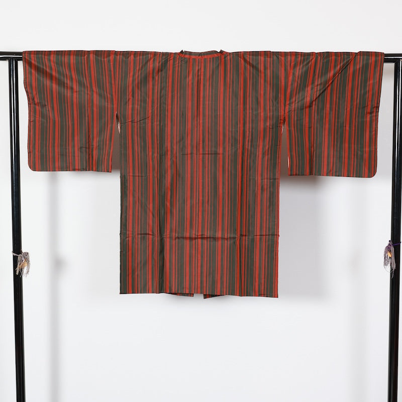 New Unused Japanese kimono <Tsumugi>,Coat 2-piece set Msize silk 100% /T434