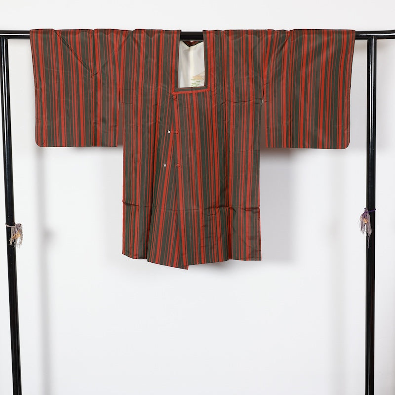New Unused Japanese kimono <Tsumugi>,Coat 2-piece set Msize silk 100% /T434