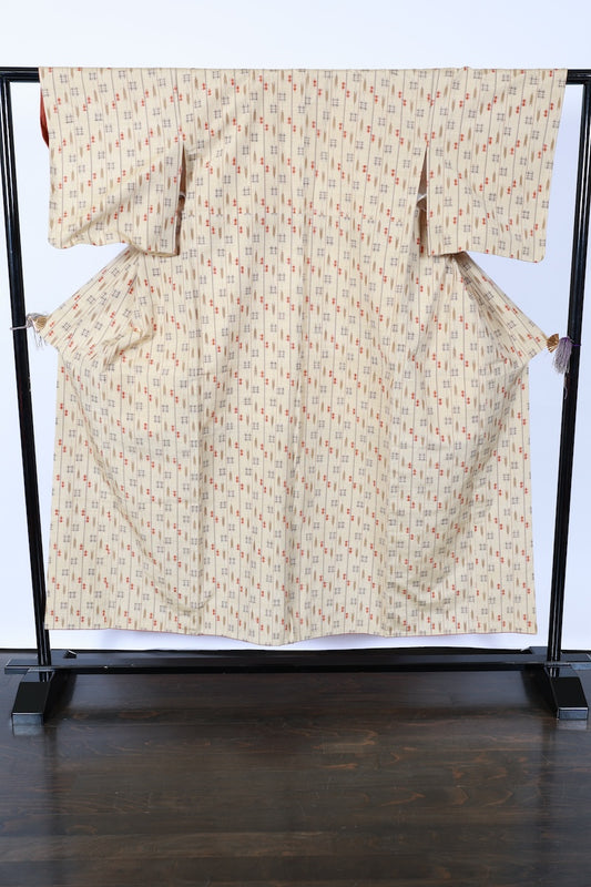 Japanese kimono used <Tsumugi> M-size silk 100% /B846