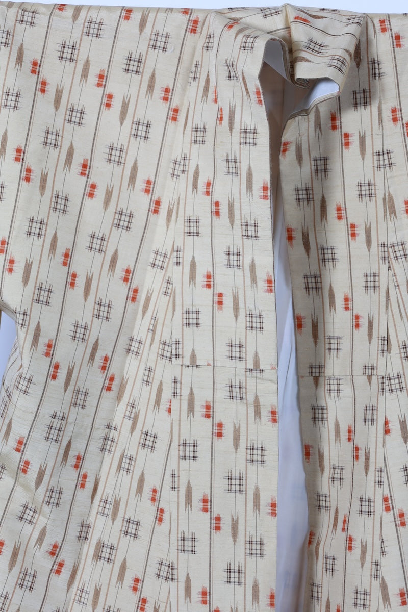 Japanese kimono used <Tsumugi> M-size silk 100% /B846