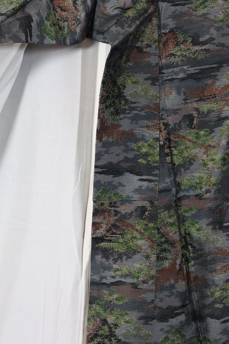 Japanese kimono used <tsumugi> M-size silk 100% /B907