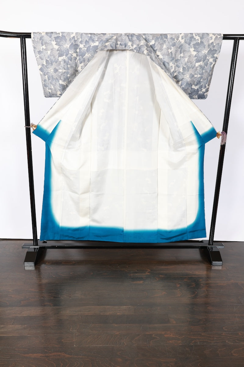 Japanese kimono used <Tsumugi> M-size silk 100% /B912