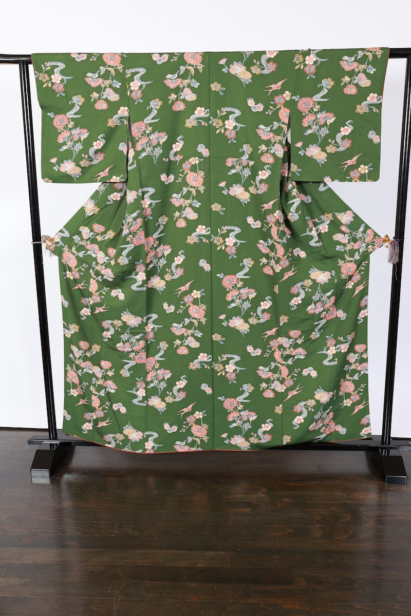 Japanese kimono used <Komon> L-size silk 100% /B943