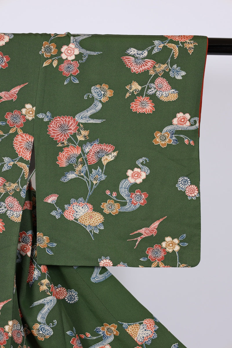 Japanese kimono used <Komon> L-size silk 100% /B943
