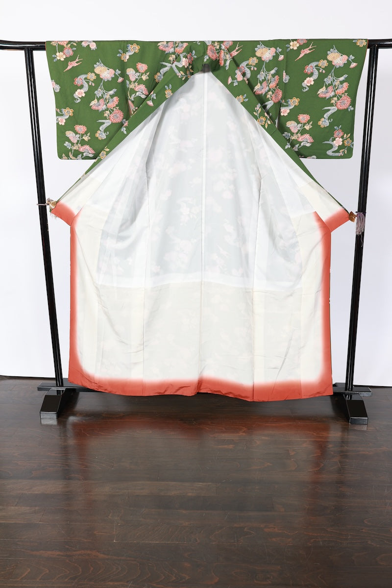 Japanese kimono used <Komon> L-size silk 100% /B943