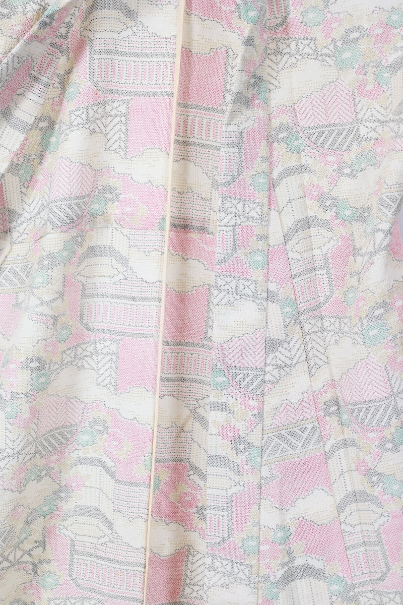 Japanese kimono used <Tsumugi> M-size silk 100% /B913