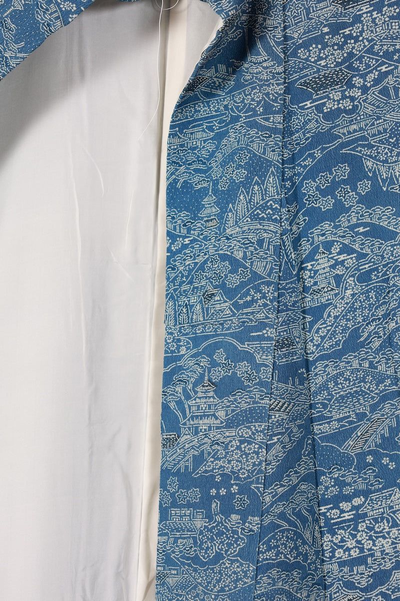 Japanese kimono used <Komon> M-size silk 100% /B909