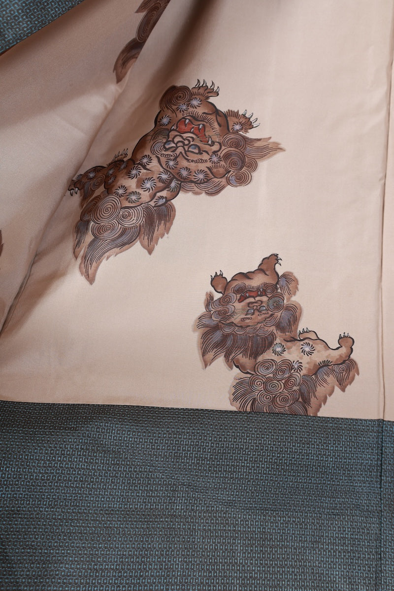 Japanese Men's kimono,haori 2piece set used M-size silk 100% /B914
