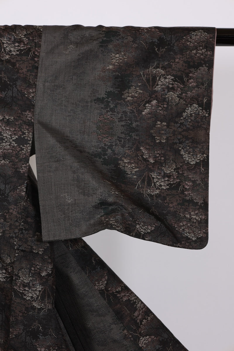 Japanese kimono used <sumugi> L-size silk 100% /B942